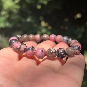 8mm stretchable‎ rhodonite pink bracelet